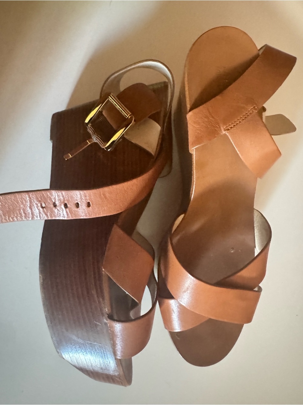 Michael Kors Brown Leather Platform Sandals
